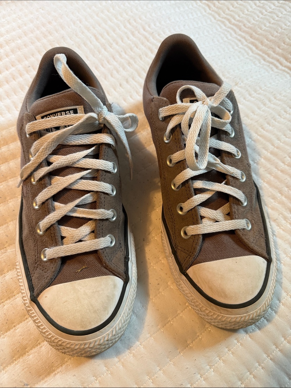 Converse Men’s Low Top Canvas Sneakers in Brown and White